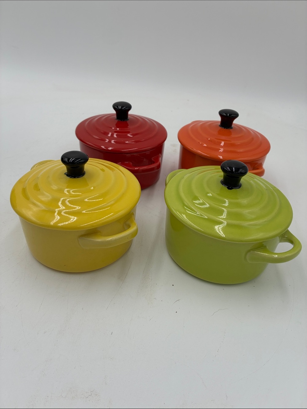 Gourmet Expressions Mini Ceramic Casserole Set - Yellow, Green, Red, Orange